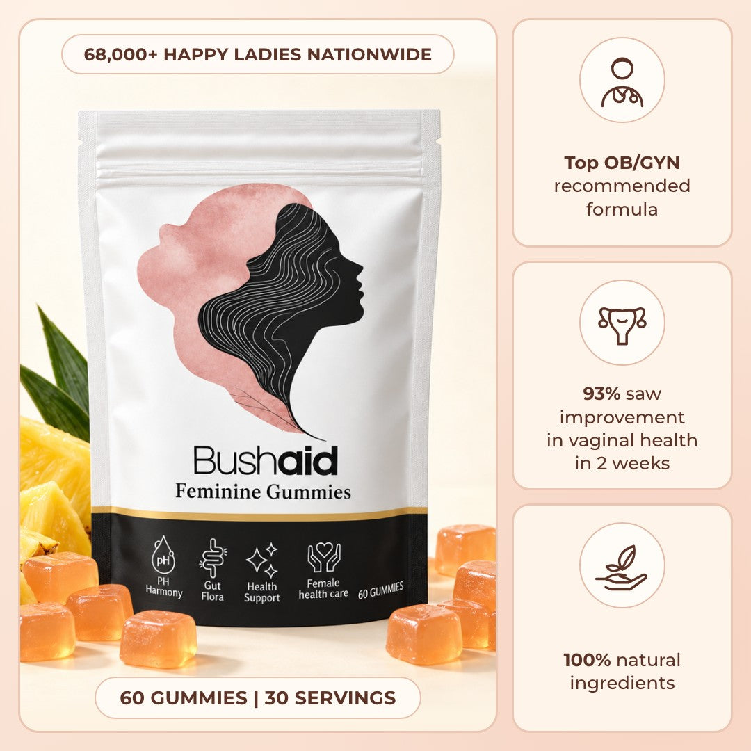 Bushaid Feminine Balance Gummies, 60 pineapple gummies